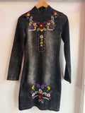 Vestito vintage in denim con perline