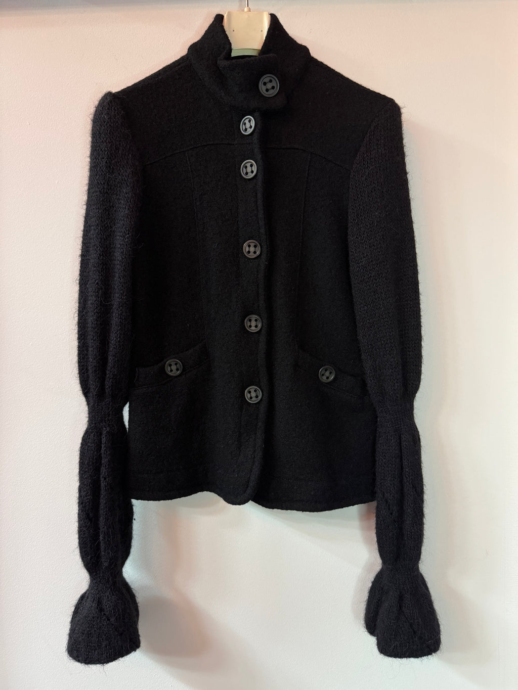 Cardigan a collo alto lana